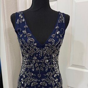 Elegant Navy Blue Embellished Dress